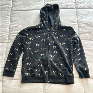 Cat & Jack Hoodie Girls Size L (10/12) Dark Gray with Gold Hearts Zip Up